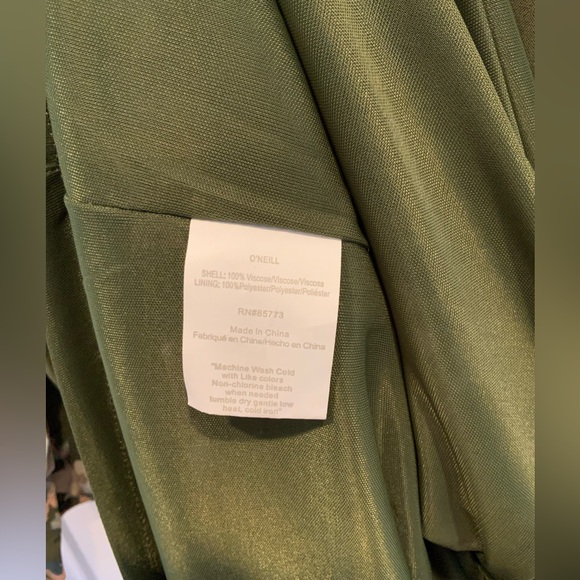 O’Neill Olive Green Floral Patterned Dress with Tie Waist & Skirt Lining- Size M - Picture 6 of 6